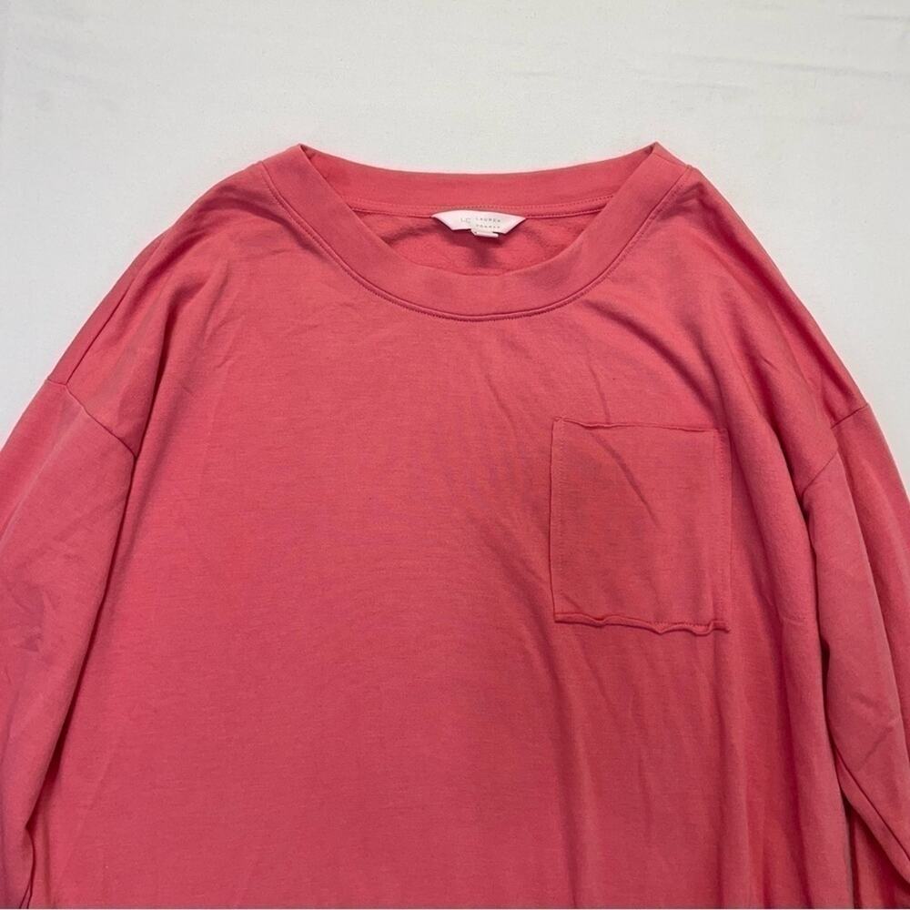 Lauren Conrad Sweatshirt coral pink Women’s Medium elastic hem lightweight top - Picture 3 of 7